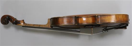 An English violin, by Whitaker, London violin, late 18th century,